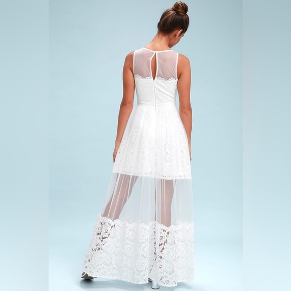 Lulus Dorit White Lace Maxi Dress (Wedding/Bridal) - White - Size Small - NWT - Picture 4 of 15